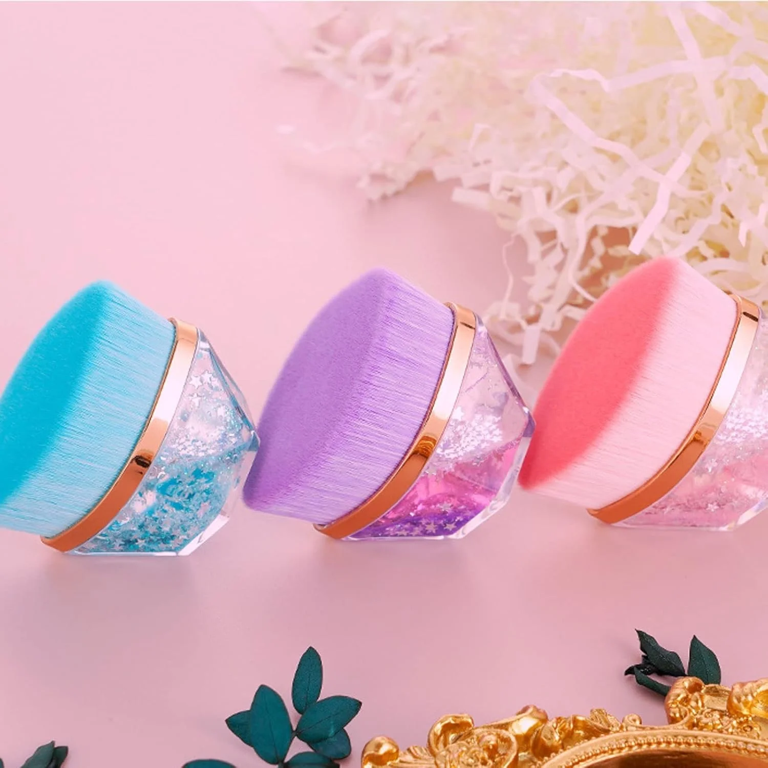 ست برس آرایشی HODORE، برس نرم و قابل حمل حرفه ای برای کرم پودر، پودر و رژگونه (رنگ: Hortel)