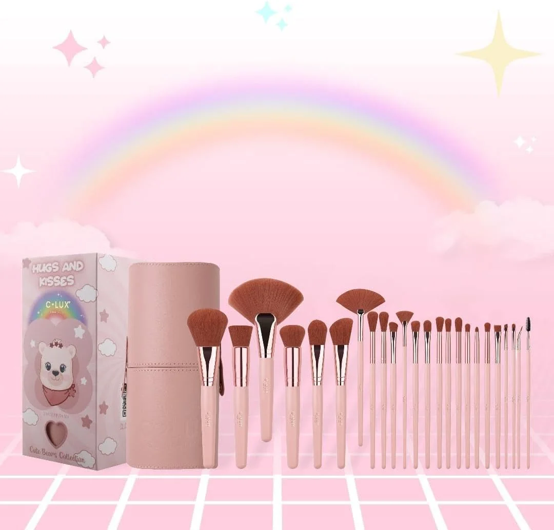 ست برس آرایشی 24 تکه Hug and Kisses - طراحی صورتی ملایم، موهای مصنوعی بدون تست حیوانی، کیت کامل برس صورت و چشم به همراه نگهدارنده مناسب مسافرت - ایده آل برای مبتدیان، حرفه ای ها و هدیه ست برس آرایشی 24 تکه Hug and Kisses - طراحی صورتی ملایم، موهای مصنوعی بدون تست حیوانی، کیت کامل برس صورت و چشم به همراه نگهدارنده مناسب مسافرت - ایده آل برای مبتدیان، حرفه ای ها و هدیه