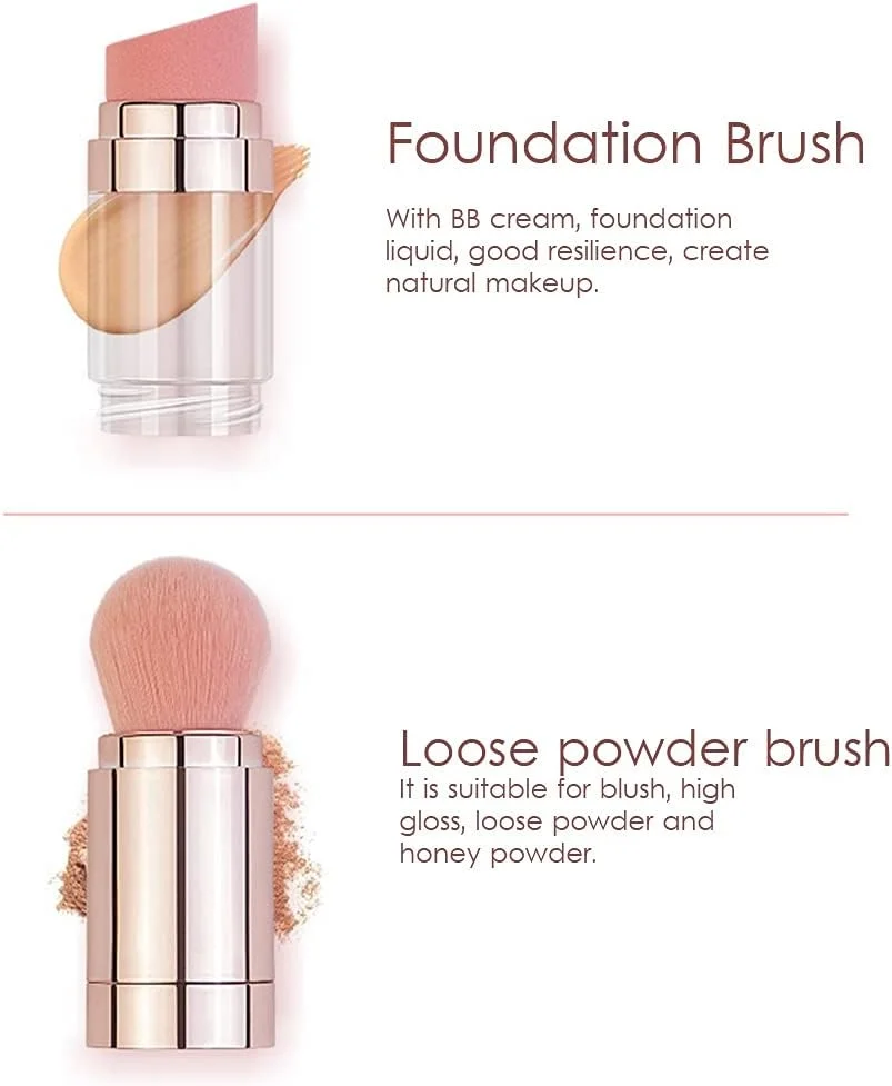 ست براش آرایشی HWWGSH، ست براش آرایشی 5 در 1 جمع شونده، براش کرم پودر، براش ابرو، براش لب، براش سایه چشم، براش پودر فیکس، براش آرایشی چند منظوره برای مسافرت و استفاده در منزل