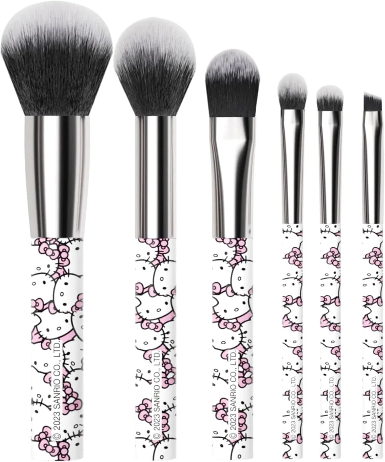 ست برس آرایشی 6 تکه طرح Hello Kitty از IMPRESSIONS VANITY، برسهای فوقالعاده نرم و زیبا برای کرم پودر، پودر صورت، ترکیب آرایش، سایه چشم و خط چشم ست برس آرایشی 6 تکه طرح Hello Kitty از IMPRESSIONS VANITY، برسهای فوقالعاده نرم و زیبا برای کرم پودر، پودر صورت، ترکیب آرایش، سایه چشم و خط چشم