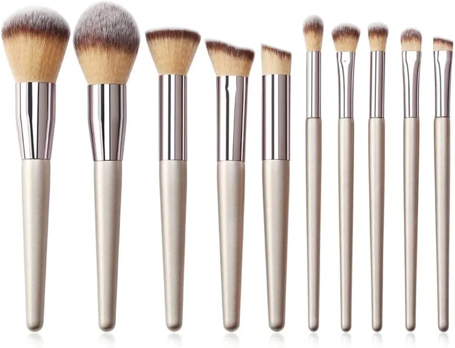 ست برس آرایشی شامپاین 10 عددی ITAOCA، حرفه ای برای کرم پودر، رژگونه، سایه چشم، ابزار آرایشی، کیت زیبایی ست برس آرایشی شامپاین 10 عددی ITAOCA، حرفه ای برای کرم پودر، رژگونه، سایه چشم، ابزار آرایشی، کیت زیبایی