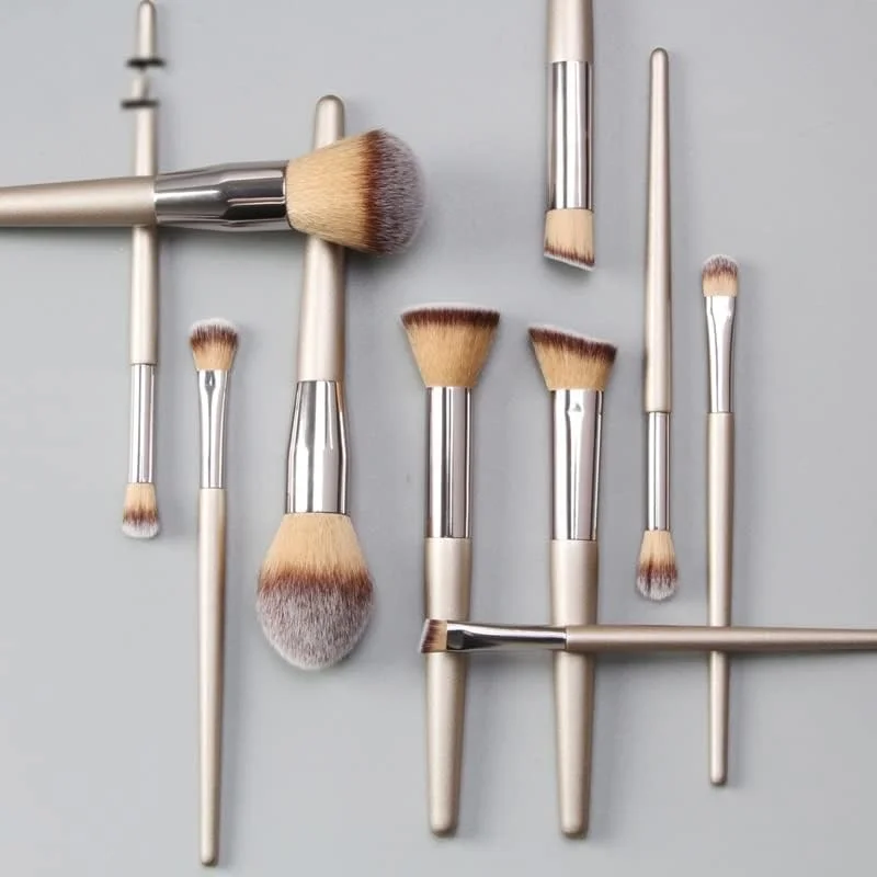 ست برس آرایشی 10 عددی شامپاین ITAOCA، حرفه ای برای کرم پودر، رژگونه، سایه چشم، ابزار آرایشی، کیت زیبایی