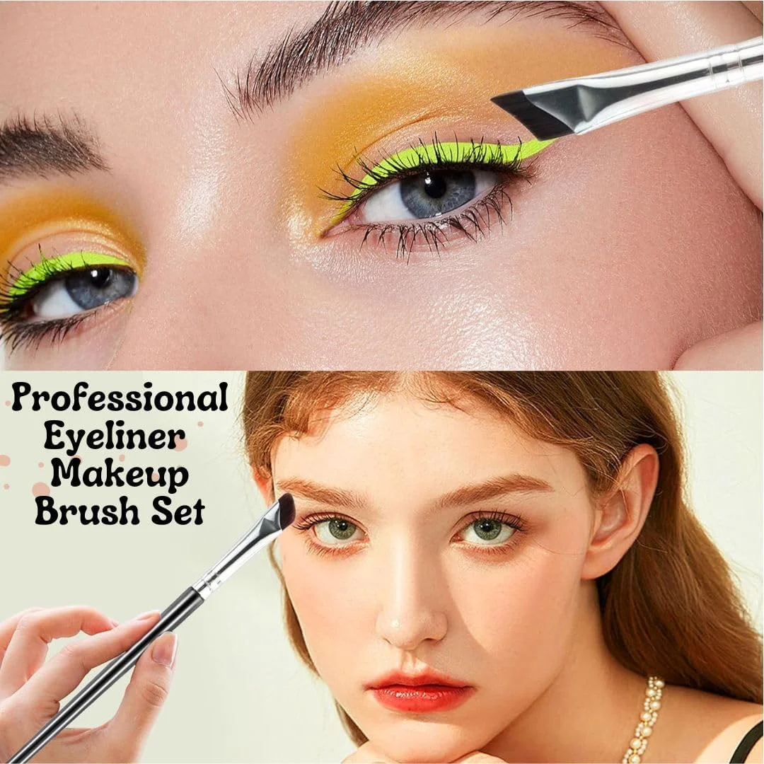 ست برس آرایشی خط چشم IBBO شامل 7 عدد، برس های خط چشم زاویه دار ظریف حرفه ای، برس ابرو، شانه مژه، تیغ ابرو تاشو، برس ابرو دو سر، آرایش سایه چشم و کانسیلر ابرو