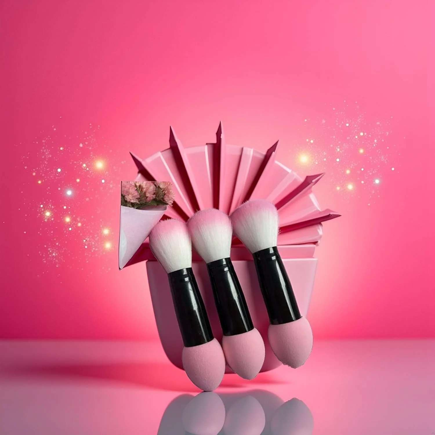 ست برس آرایشی Htppzjr، برس کرم پودر مصنوعی برای صورت و کیت سایه چشم، ست برس آرایشی صورتی