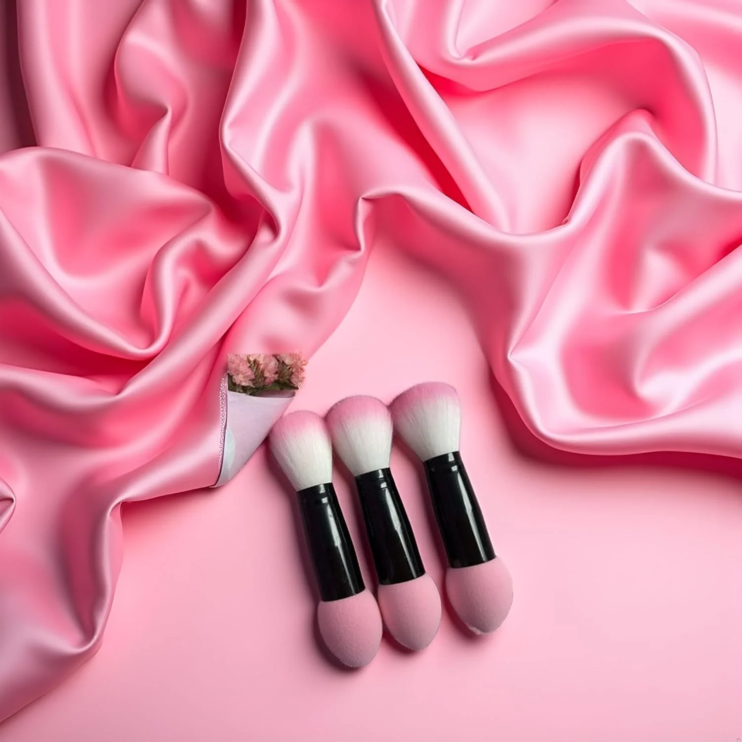 ست برس آرایشی Htppzjr، برس کرم پودر مصنوعی برای صورت و کیت سایه چشم، ست برس آرایشی صورتی