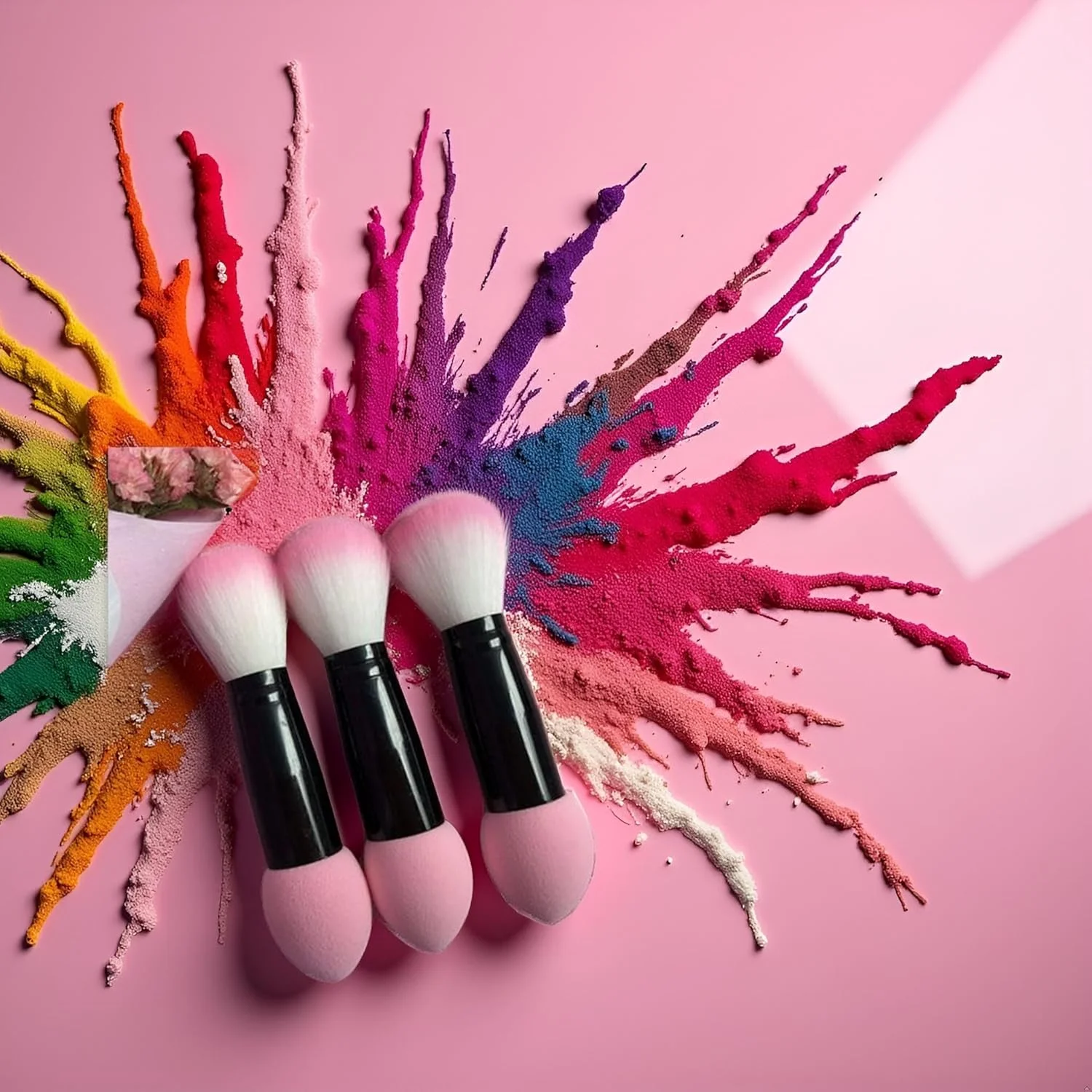 ست برس آرایشی Htppzjr، برس کرم پودر مصنوعی برای صورت و کیت سایه چشم، ست برس آرایشی صورتی