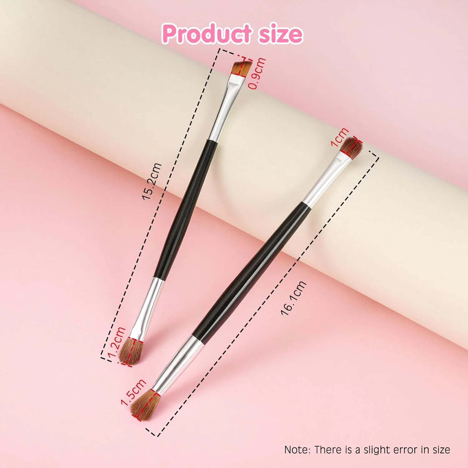 ست برس آرایشی چشم HonGien 2 عددی، ست برس آرایشی ضروری چشم، برس دو طرفه برای خط چشم، ترکیب، مشخص کردن، پخش کردن، سایه زدن، مناسب برای مسافرت