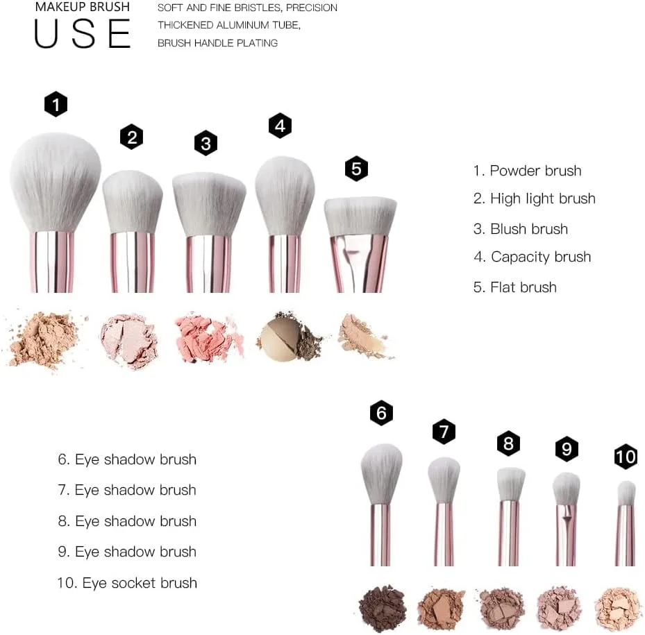 ست برس آرایشی حرفه ای HUDA GIRL BEAUTY - 10 عدد برس به همراه کیف مسافرتی