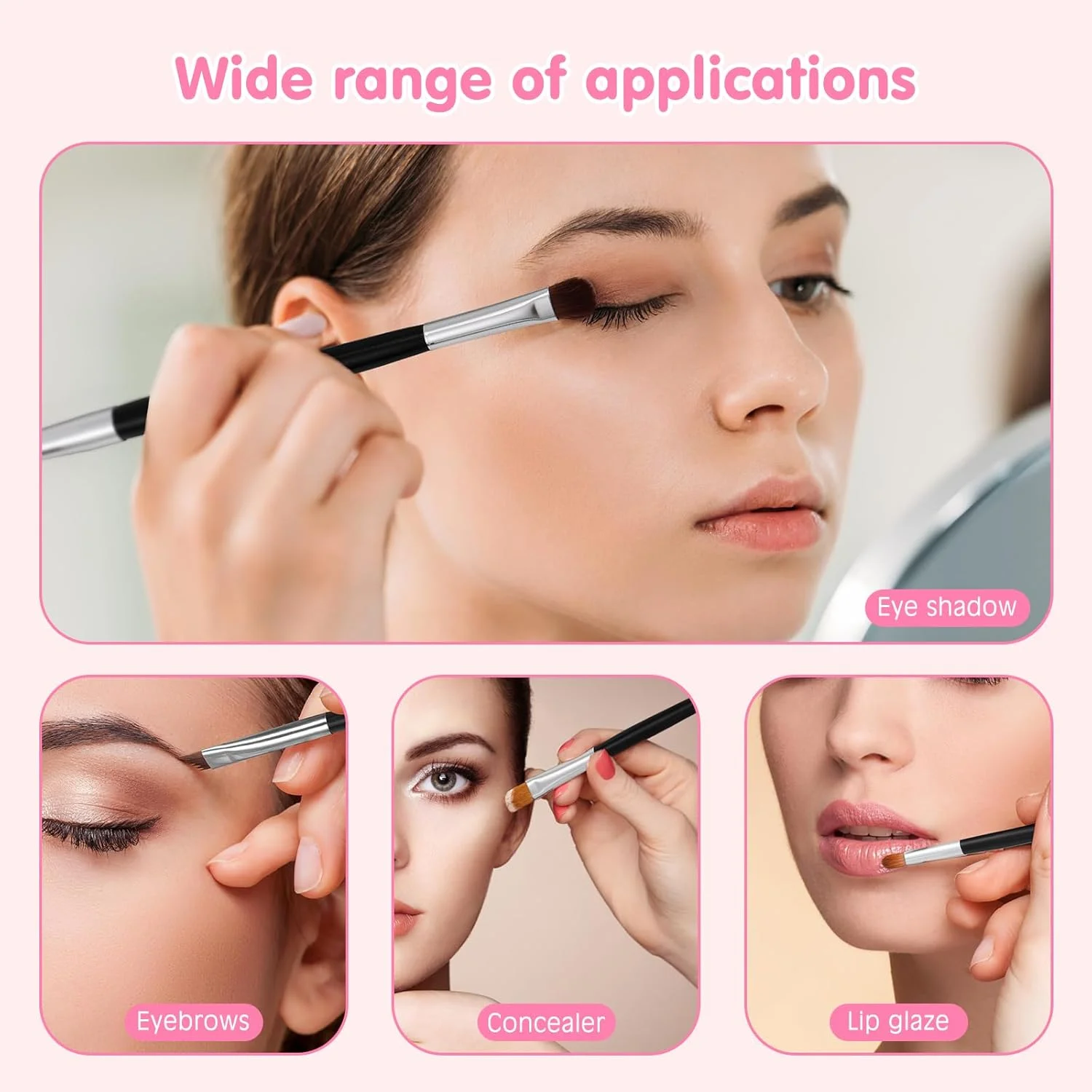 ست برس آرایشی چشم HonGien 2 عددی، ست برس آرایشی ضروری چشم، برس دو طرفه برای خط چشم، ترکیب، مشخص کردن، پخش کردن، سایه زدن، مناسب برای مسافرت