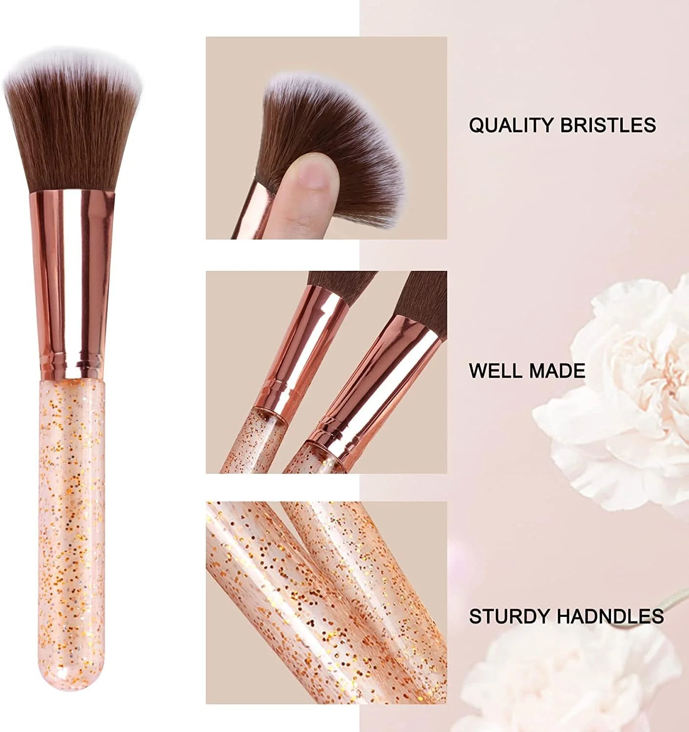 ست برس آرایشی 12 عددی هات بیوتی برای کرم پودر، سایه چشم، ابرو، خط چشم، رژگونه، پودر، کانسیلر، کانتور و سایه با کیف