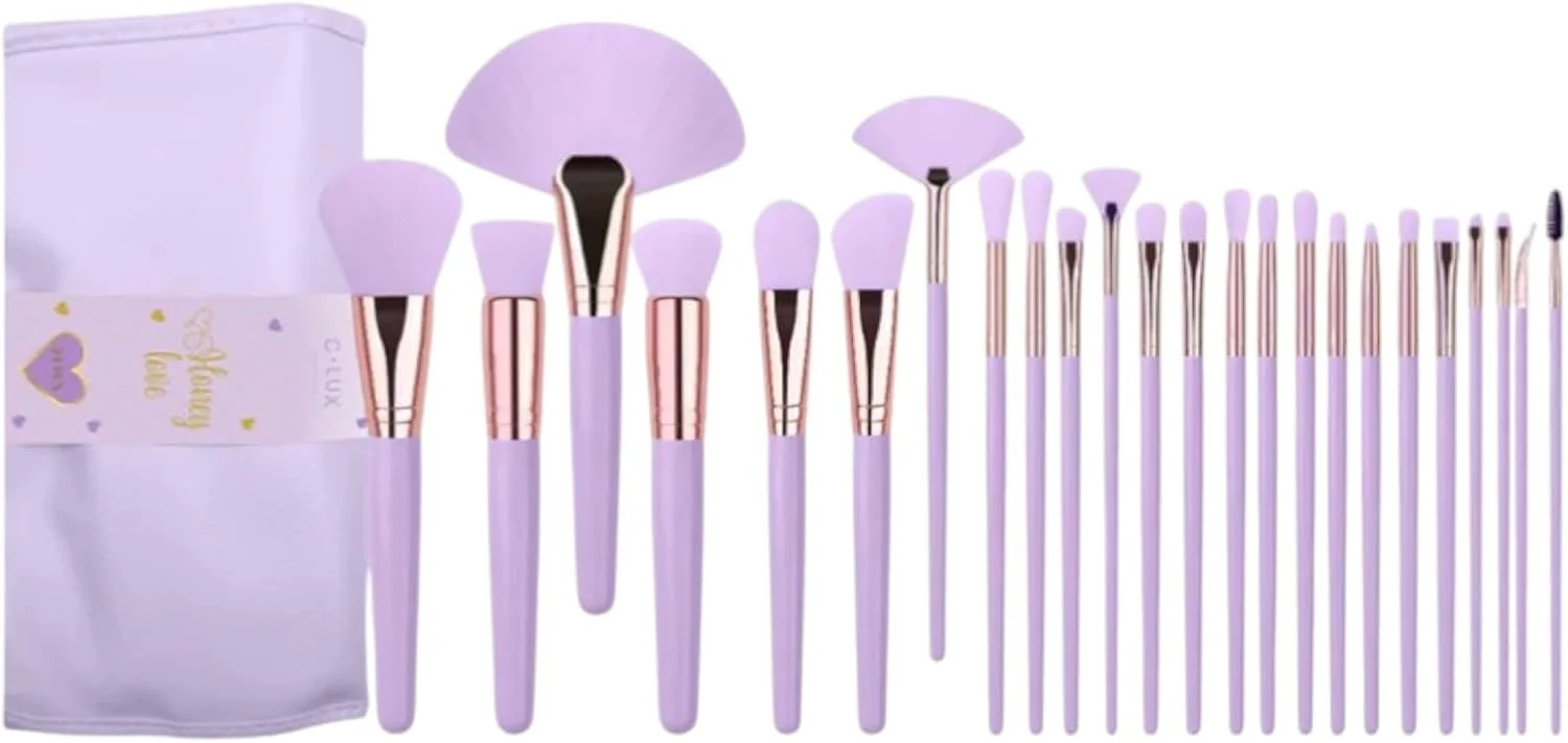 ست براش آرایشی هانی لاو – 24 تکه | سی.لاکس کازمتیکس | موهای فوق‌العاده نرم و بدون تست حیوانی | مناسب برای حرفه‌ای‌ها و مبتدیان | شامل کیف مسافرتی