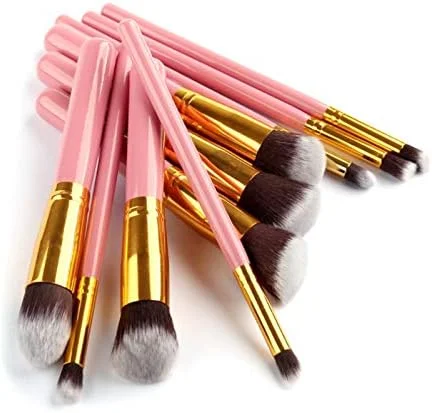 ست برس آرایشی 10 عددی Homgee شامل 5 برس بزرگ و 5 برس کوچک با موهای فیبری، کیت ابزار زیباسازی