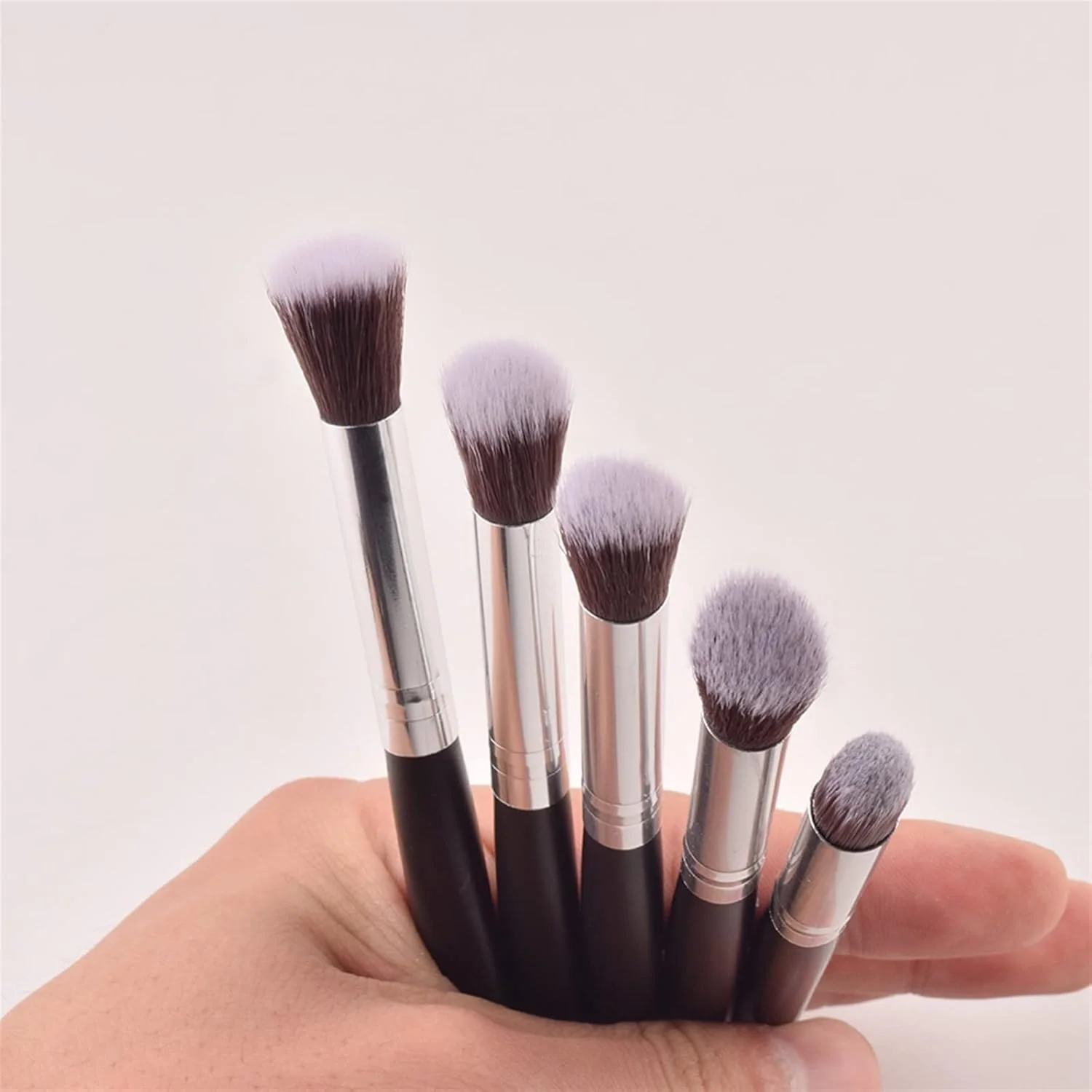 ست برس آرایشی HODORE، برس سایه بینی تک عددی، برس آرایشی فیبر مصنوعی، برس زیبایی نرم و سازگار با پوست، برس زیبایی که پودر را جذب نمی کند