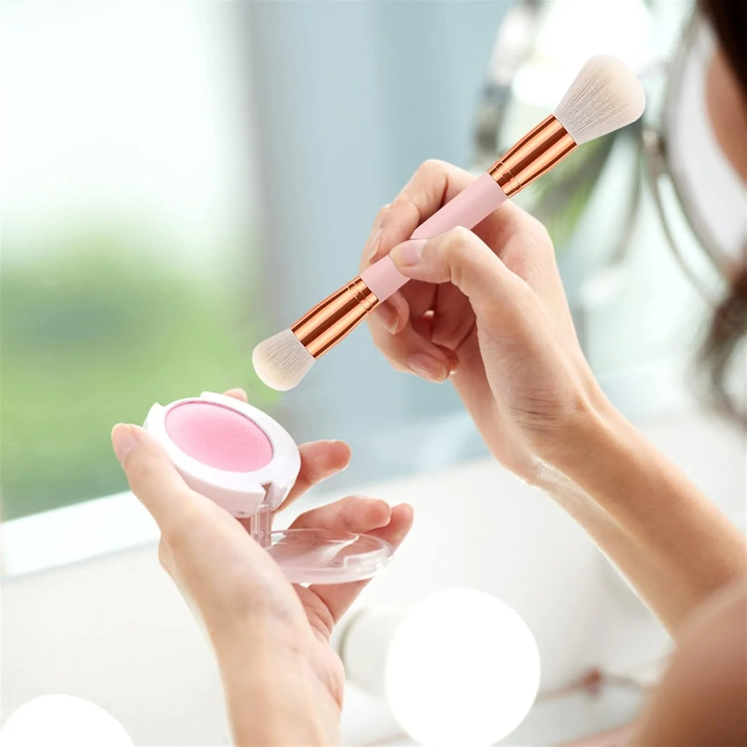 ست برس آرایشی HODORE، برس های آرایشی حرفه ای دو سر پودر کرم پودر رژگونه سایه چشم کانسیلر برس زیبایی صورت لوله آلومینیومی لوازم آرایشی