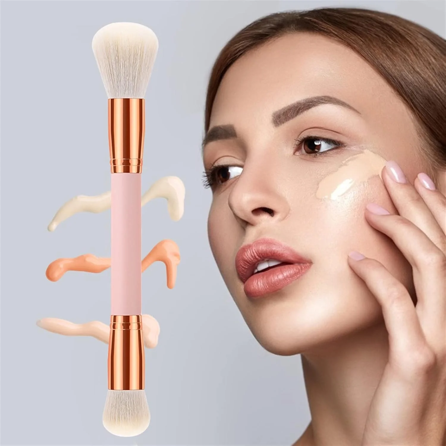 ست برس آرایشی HODORE، برس های آرایشی حرفه ای دو سر پودر کرم پودر رژگونه سایه چشم کانسیلر برس زیبایی صورت لوله آلومینیومی لوازم آرایشی