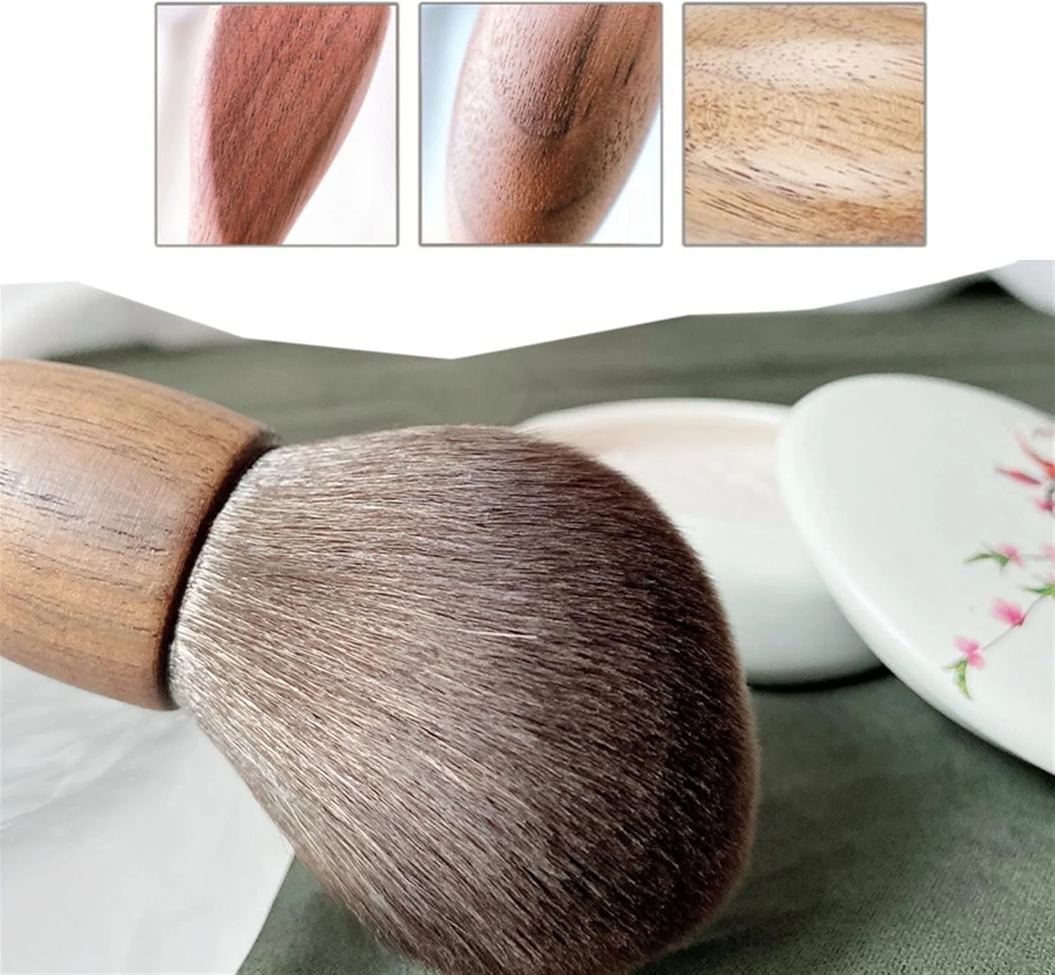 ست برس آرایشی هودور، ست برس آرایشی حرفه ای برای زنان، برس های آرایشی گردویی وگان وینتیج، ابزار زیبایی سایه چشم، رژگونه، پودر و کرم پودر