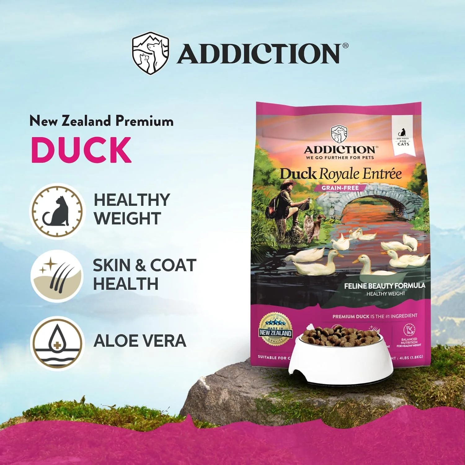 غذای خشک گربه Addiction مدل Duck Royale - وزن 4 پوند غذای خشک گربه Addiction مدل Duck Royale - وزن 4 پوند