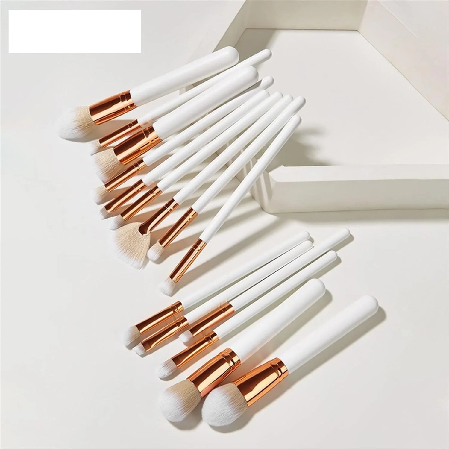 ست برس آرایشی هودور، ست برس آرایشی سفید طلایی، برس لوازم آرایشی پودر، کرم پودر، رژگونه، کانتور، سایه چشم، ابرو، ابزار زیبایی بادبزنی