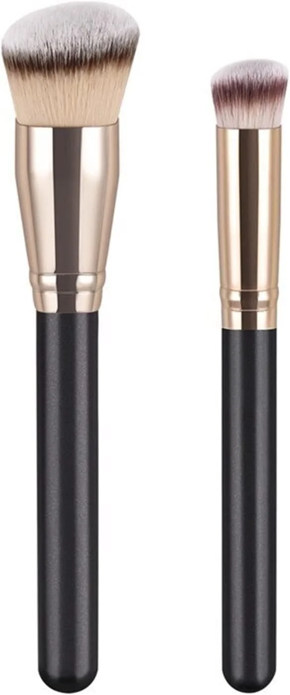 ست برس آرایشی HODORE، برس های آرایشی دسته چوبی طلایی مشکی برای پودر رژگونه کرم پودر صورت ابزار برس لوازم آرایشی حرفه ای زیبایی