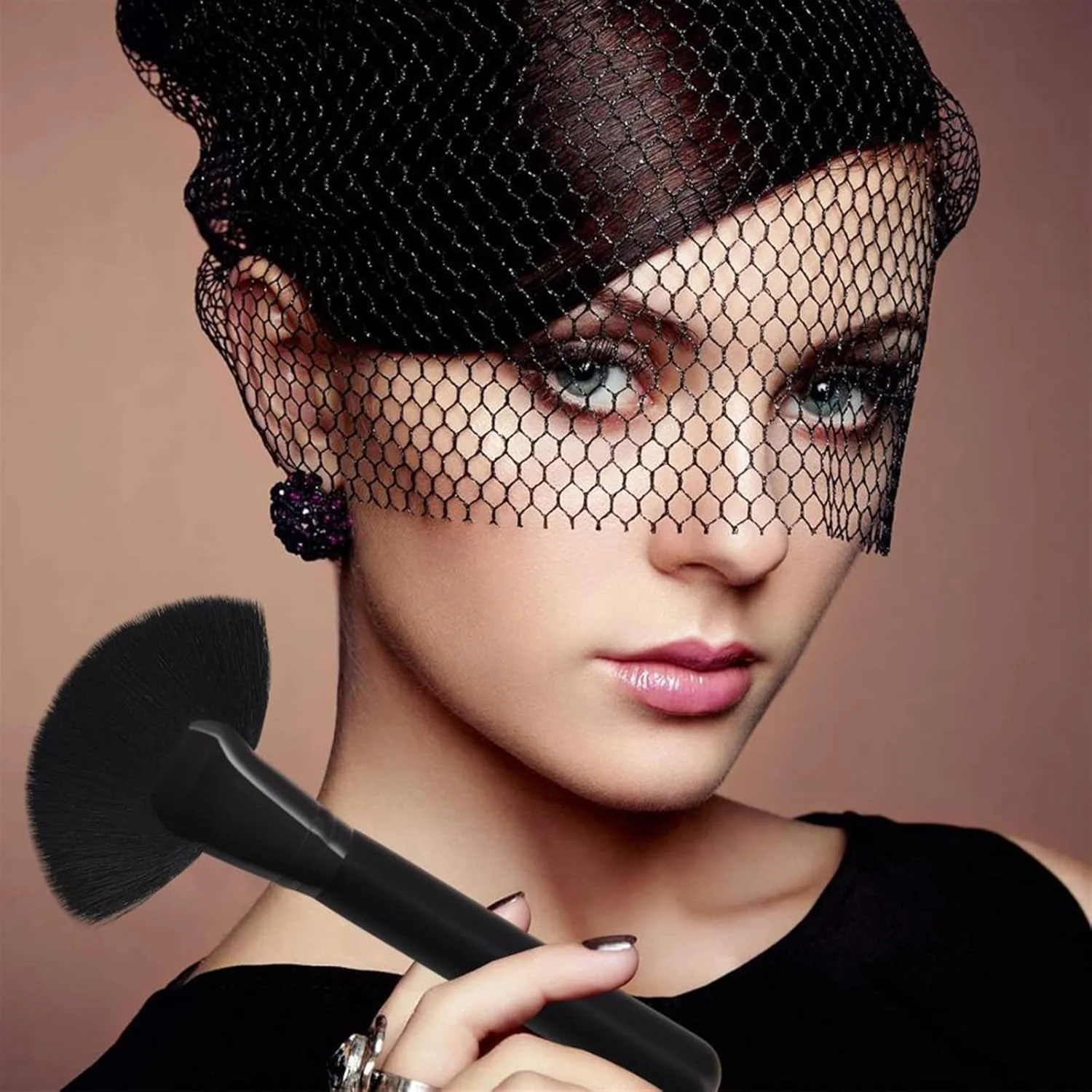 ست برس آرایشی هودور، برس آرایشی با موهای نایلونی، دسته چوبی، برس رژگونه، برس پودر حرفه ای برای هایلایت و پودر آرایشی برای زنان