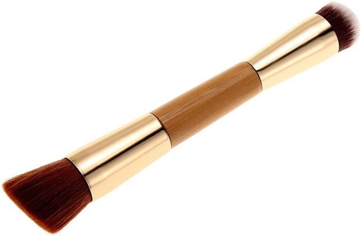 ست برس آرایشی هودور، برس آرایش چوبی برای کرم مایع، پودر، فونداسیون، برس زاویه دار کانتور دو طرفه، ابزار آرایشی زیبایی