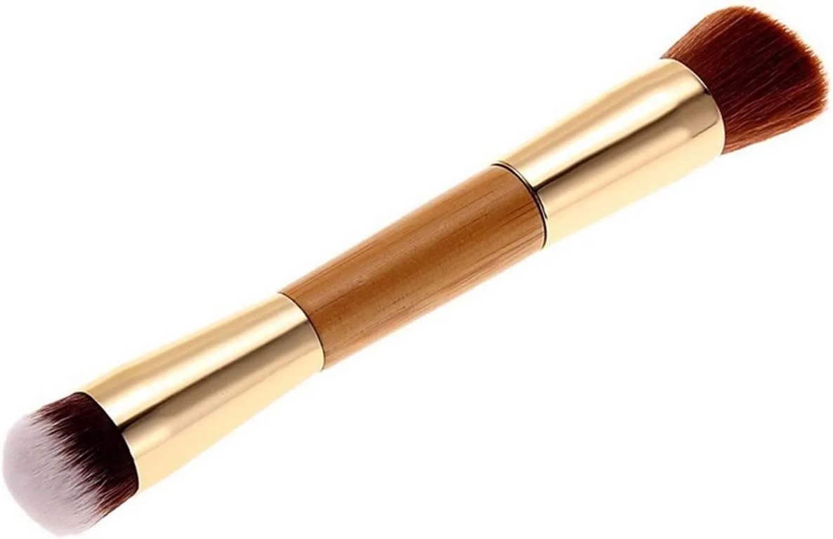 ست برس آرایشی هودور، برس آرایش چوبی برای کرم مایع، پودر، فونداسیون، برس زاویه دار کانتور دو طرفه، ابزار آرایشی زیبایی