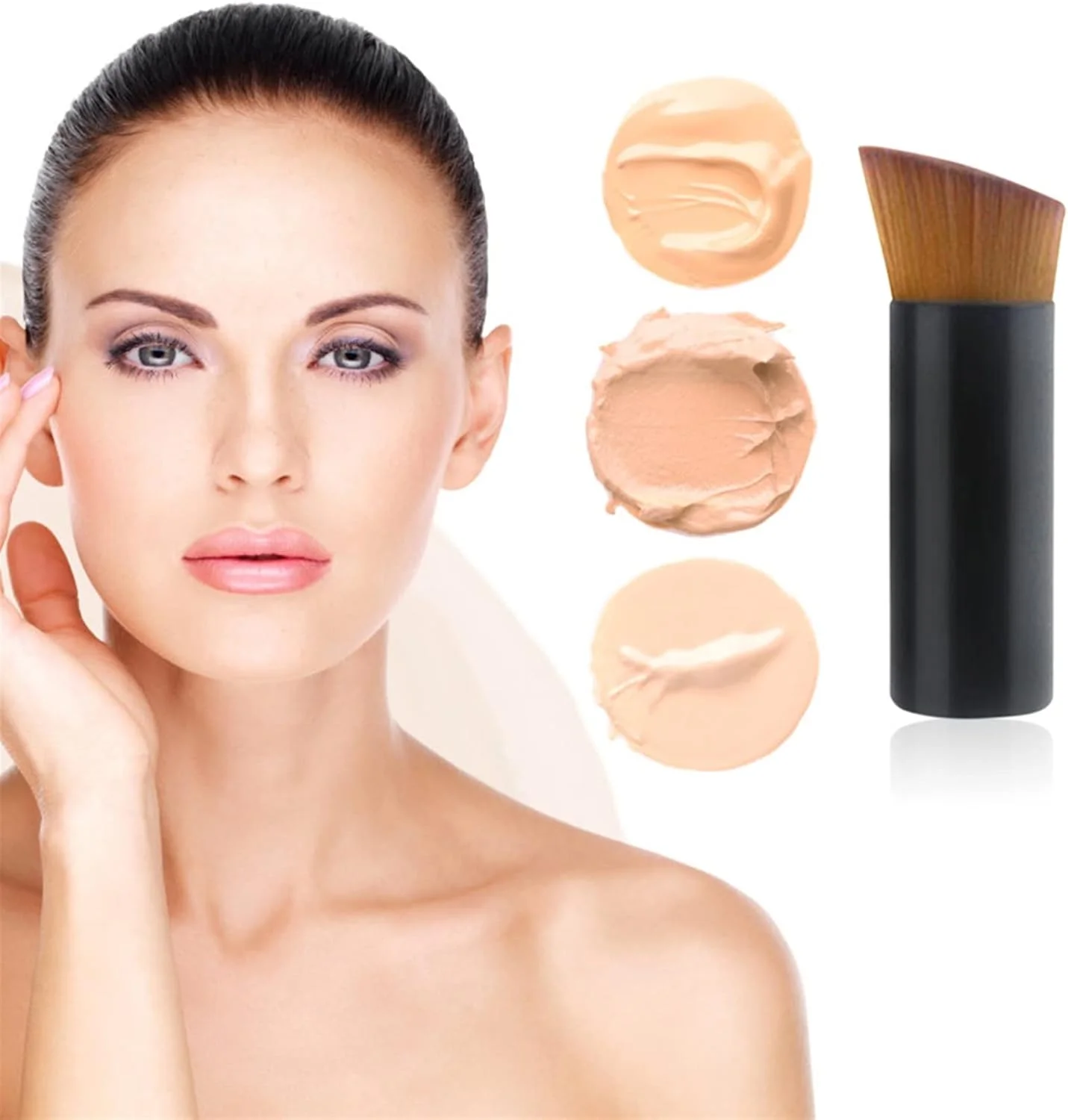 ست برس آرایشی هودور، شامل برس کانسیلر پودری حرفه ای با سر مورب، کیت آرایش سبک وزن، برس آرایش صورت فونداسیون، کیت صرفه جویی در فضا