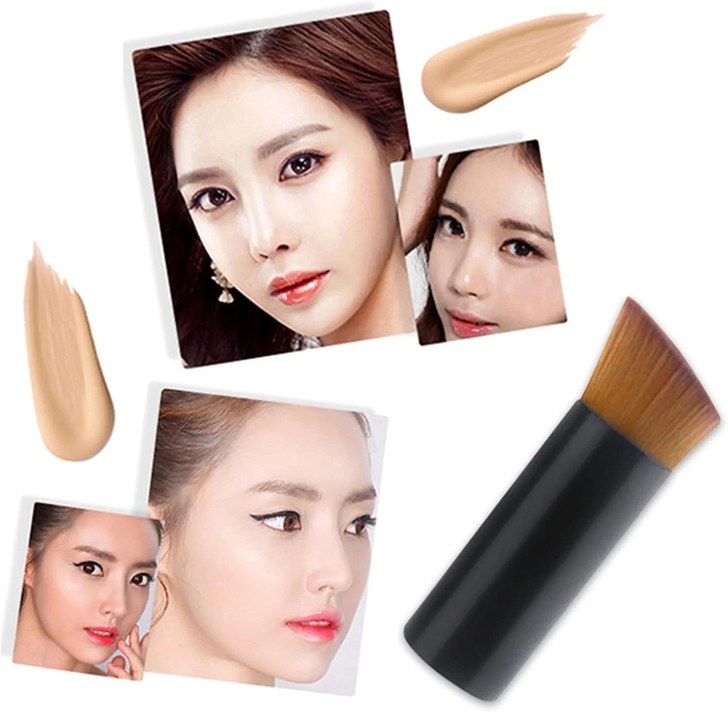 ست برس آرایشی هودور، شامل برس کانسیلر پودری حرفه ای با سر مورب، کیت آرایش سبک وزن، برس آرایش صورت فونداسیون، کیت صرفه جویی در فضا