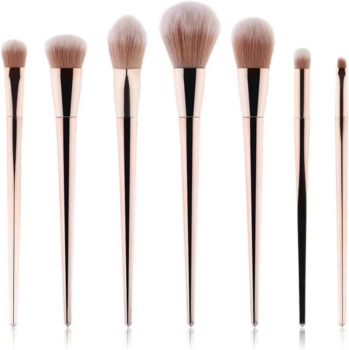 ست برس آرایشی HODORE، ست برس آرایشی فلزی طلایی ابزار آرایشی حرفه ای موی بز شامل برس های بلند کرم پودر، رژگونه، سایه چشم و ابرو