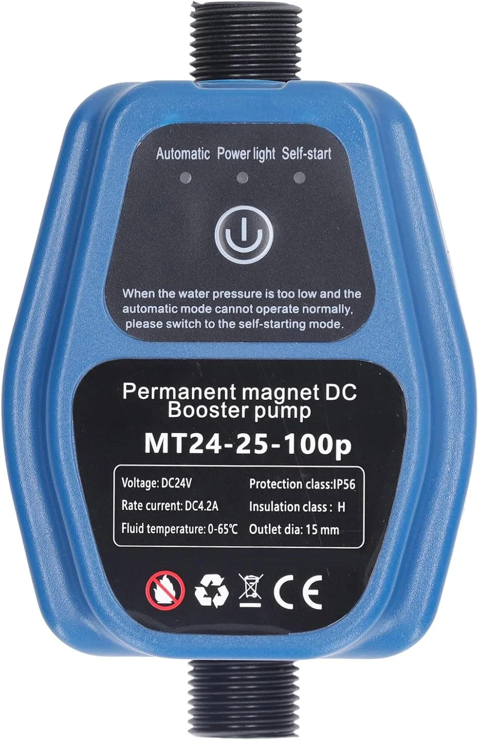 پمپ تقویت فشار آب banapoy، پمپ تقویت کننده آب خانگی هوشمند اتوماتیک 100 وات 24 ولت، 25 لیتر در دقیقه، پمپ تقویت کننده آب گرمکن برای شیر آشپزخانه، آب گرم دوش (دوشاخه بریتانیا 100-240 ولت)