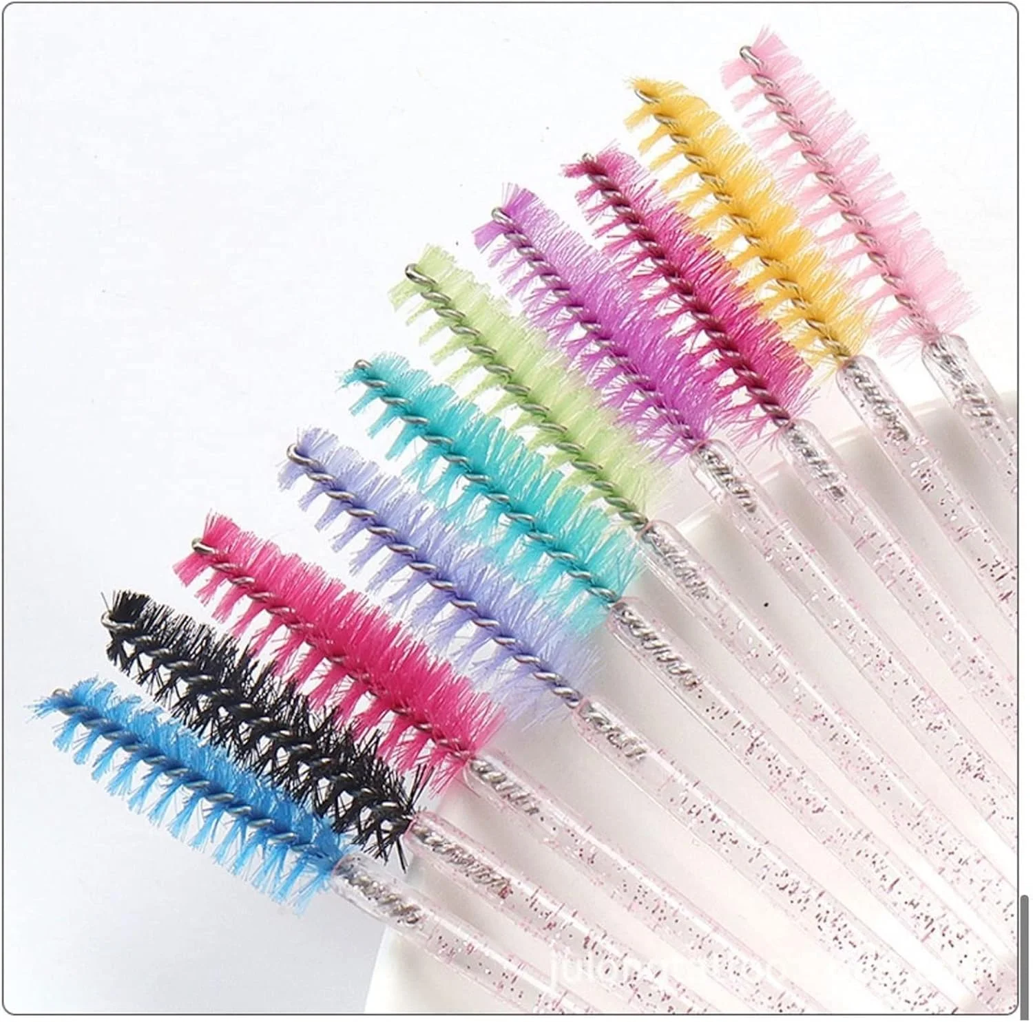 ست براش آرایشی HODORE، براش اکستنشن مژه رنگین کمانی کریستالی ابرو، برس ریمل، اپلیکاتور اسپولی، ست براش آرایشی مژه (رنگ: Hortel)