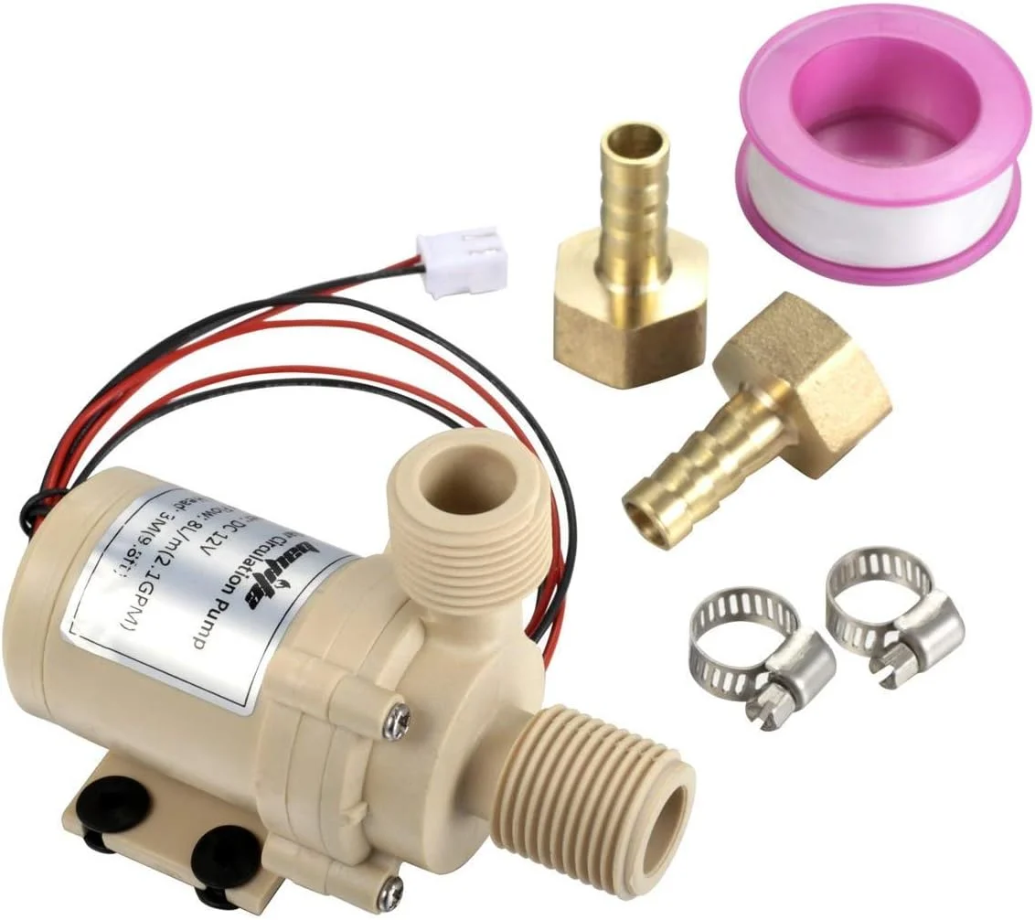 پمپ سیرکولاسیون آب گرم خورشیدی DC 12V مدل bayite BYT-7A006، کم صدا، هد تخلیه 3 متری، 2.1GPM