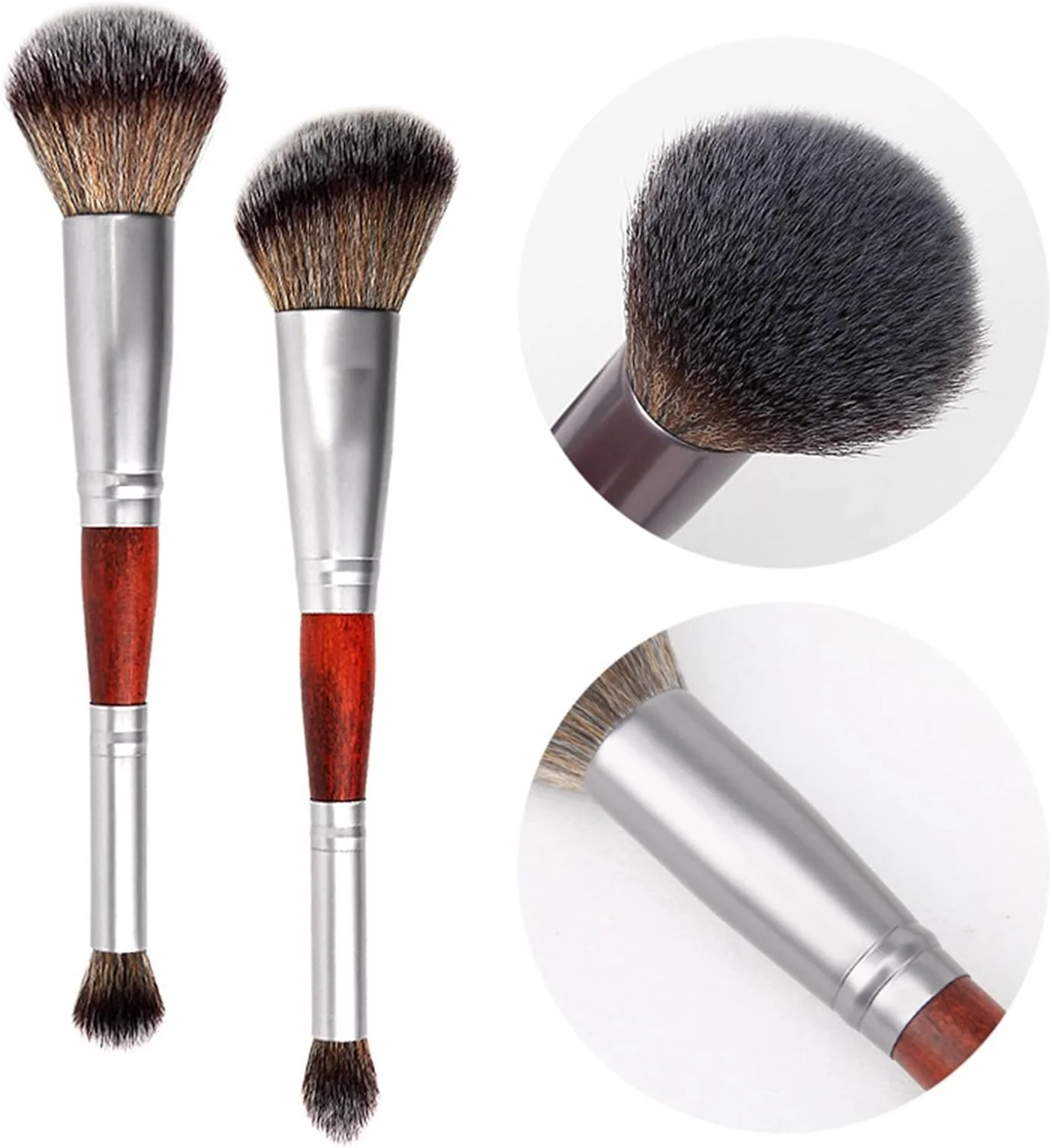 ست برس آرایشی HODORE، برس رژگونه دو طرفه، برس کانتور، برس سایه چشم، برس پودر فیکس