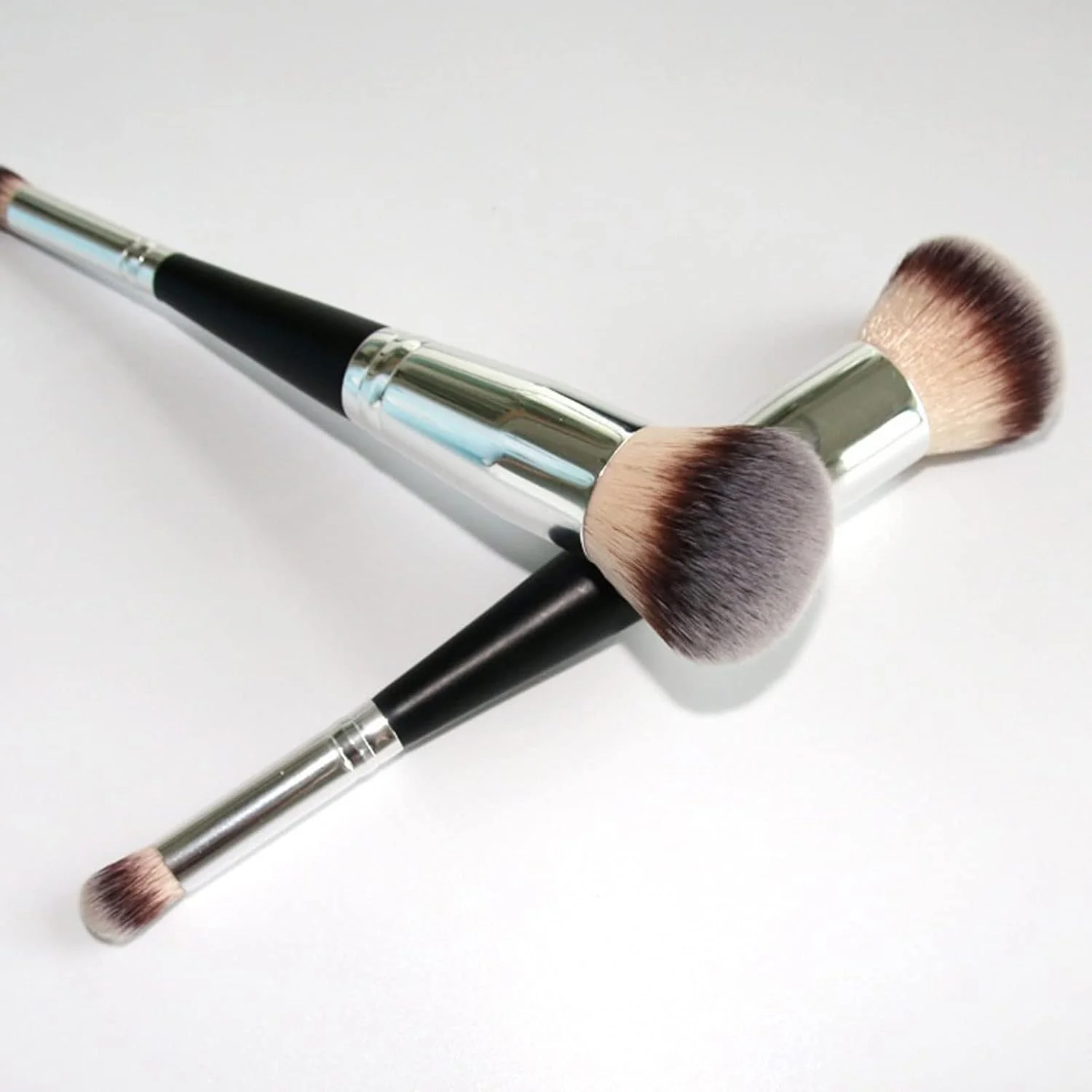 ست برس آرایشی HODORE، برس دو طرفه کرم پودر و کانسیلر، برس بی نقص گرد و مخروطی ایده آل برای ترکیب کرم مایع و پودر کانسیلر