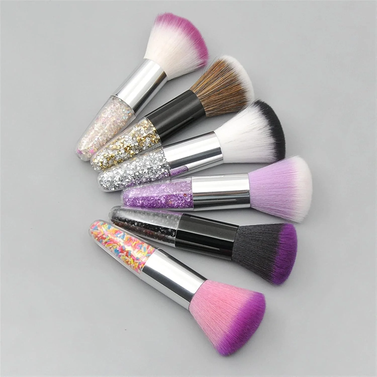 ست برس آرایشی هودور، دسته کوارتز کریستالی، برس رژگونه پودری، برس آرایشی حرفه ای، برس بزرگ آرایشی صورت، ابزار آرایشی صورت (رنگ: Hortel)