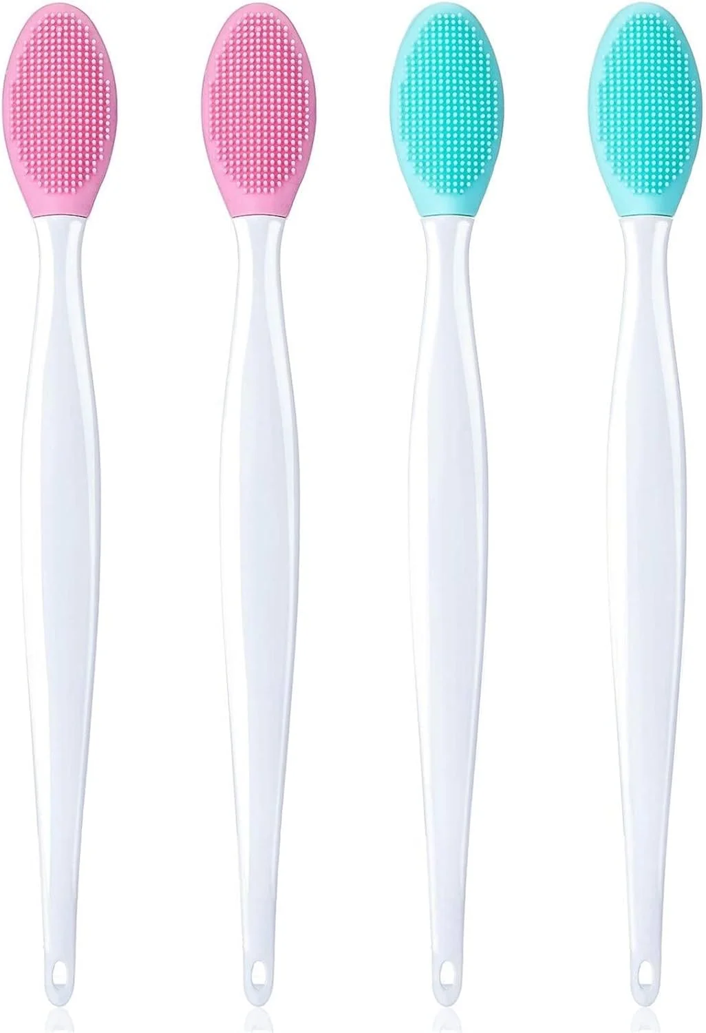 ست برس آرایشی HODORE، ابزار دو طرفه طراحی بینی، برس لایه بردار اسکراب لب سیلیکونی (رنگ: Hortelé)