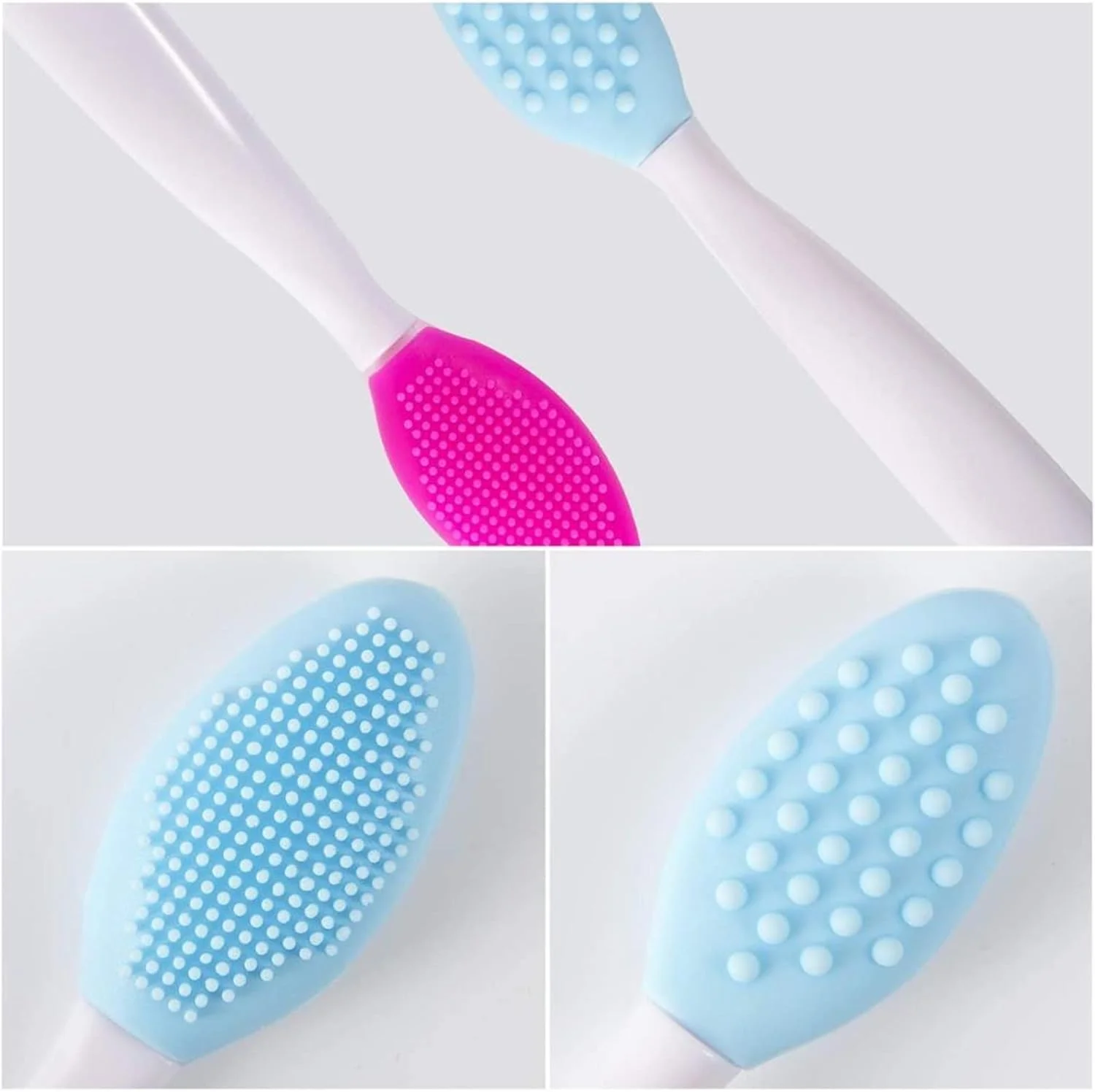 ست برس آرایشی HODORE، ابزار دو طرفه طراحی بینی، برس لایه بردار اسکراب لب سیلیکونی (رنگ: Hortelé)