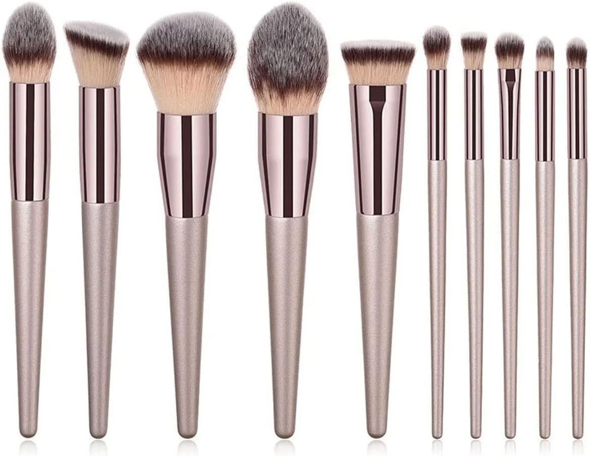 ست برس آرایشی هودور، ست برس آرایشی شامپاین برای زنان، برس آرایشی برای کرم پودر، رژگونه، سایه چشم، کابوکی، ابزار زیبایی برس آرایشی.