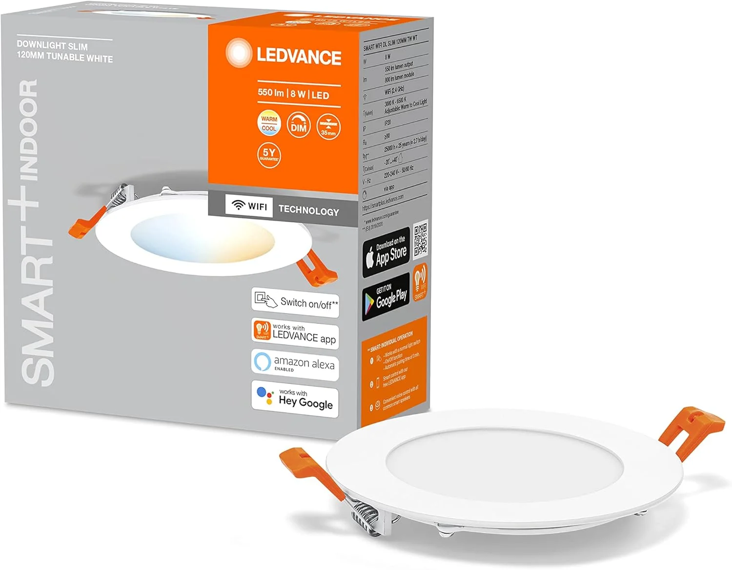 چراغ سقفی توکار ال ای دی LEDVANCE مدل SPOT INTEGRATED SLIM قطر 12 سانتی متر، گرد، مناسب برای استفاده داخلی، دیمرپذیر، 8 وات، دمای رنگ 3000-6500 کلوین، 240 لومن، طراحی تخت، دارای گیره، سفید چراغ سقفی توکار ال ای دی LEDVANCE مدل SPOT INTEGRATED SLIM قطر 12 سانتی متر، گرد، مناسب برای استفاده داخلی، دیمرپذیر، 8 وات، دمای رنگ 3000-6500 کلوین، 240 لومن، طراحی تخت، دارای گیره، سفید