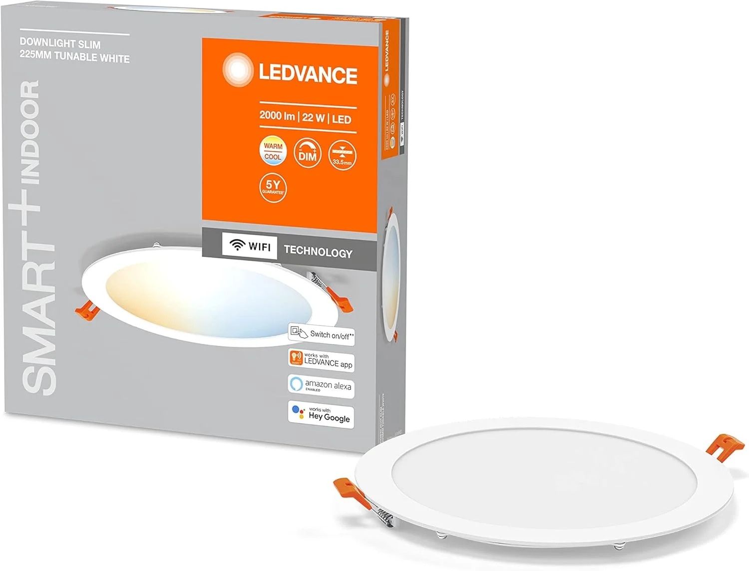 چراغ سقفی توکار ال ای دی LEDVANCE مدل SPOT INTEGRATED SLIM Ø 22,5cm، گرد، مناسب برای استفاده در فضای داخلی، دیمرپذیر، 22 وات، دمای رنگ 3000-6500K، 240 لومن، طراحی تخت، گیره، سفید چراغ سقفی توکار ال ای دی LEDVANCE مدل SPOT INTEGRATED SLIM Ø 22,5cm، گرد، مناسب برای استفاده در فضای داخلی، دیمرپذیر، 22 وات، دمای رنگ 3000-6500K، 240 لومن، طراحی تخت، گیره، سفید