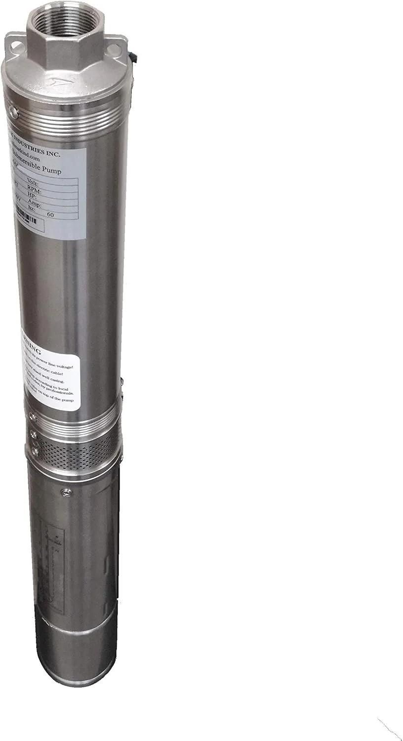 پمپ آب چاه عمیق هال مارک اینداستریز مدل MA0459X-14A، 3 اینچ (حداکثر 3.3)، 3/4 اسب بخار، 230 ولت/60 هرتز/1 فاز، 14 مرحله، ارتفاع 270 فوت، 13 گالن در دقیقه، 1 NPT، بدنه استیل ضد زنگ