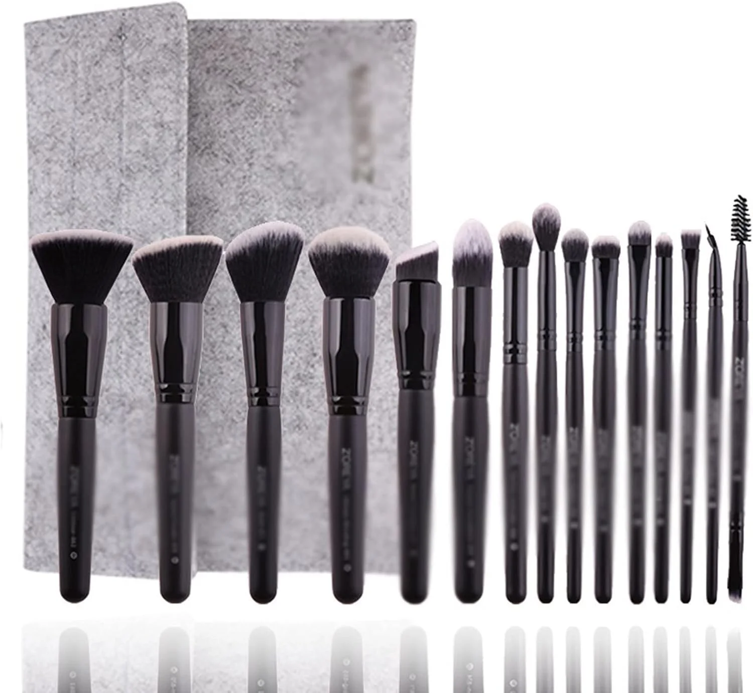 ست برس آرایشی HODORE، ست 15 عددی برس آرایشی مشکی حرفه ای سایه چشم، پودر، کرم پودر، کانسیلر، کیت کامل آرایشی.