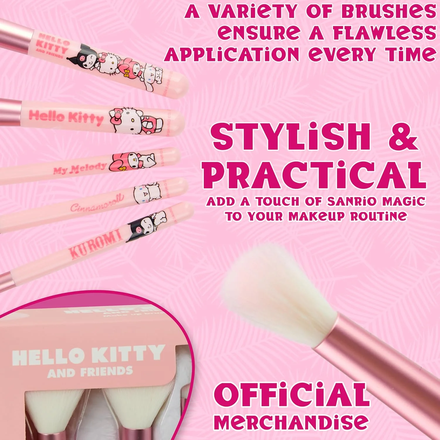 ست براش آرایشی 5 تکه هلو کیتی به همراه هدبند آرایشی نرم و فانتزی، مناسب خانم ها، نوجوانان و دختران، شامل براش پودر، براش سایه چشم، ست زیبایی، انیمه، هدیه های کیوت