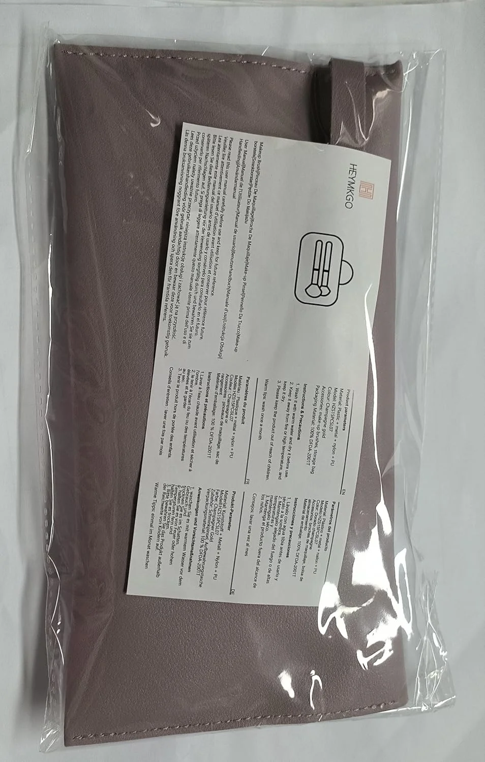 ست برس آرایشی 15 تکه حرفه ای HEYMKGO، کیت برس های آرایشی طلایی شامپاین برای کرم پودر، پودر، رژگونه، کانسیلر، همراه با کیف آرایشی