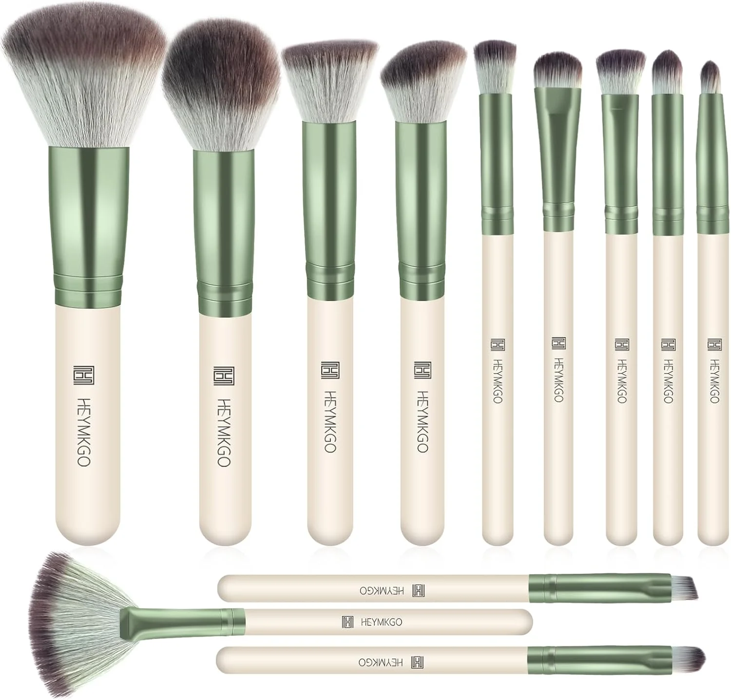 ست براش آرایشی HEYMKGO، 12 تکه، ست براش متنوع آرایشی، ست براش آرایشی ممتاز با موهای مصنوعی برای کرم پودر، پودر، کانسیلر، رژگونه، سایه چشم، ابرو، هایلایتر ست براش آرایشی HEYMKGO، 12 تکه، ست براش متنوع آرایشی، ست براش آرایشی ممتاز با موهای مصنوعی برای کرم پودر، پودر، کانسیلر، رژگونه، سایه چشم، ابرو، هایلایتر