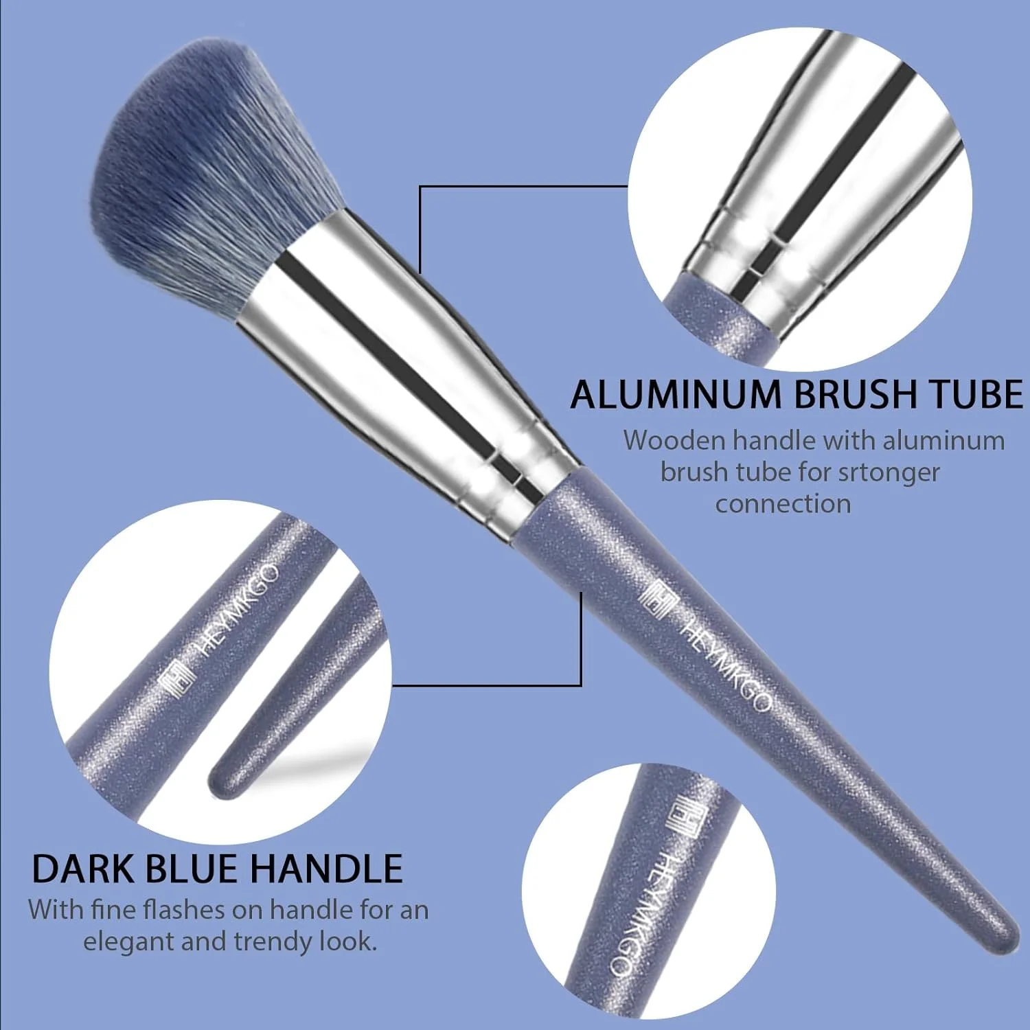 ست برس آرایشی HEYMKGO، 16 عدد برس آرایشی حرفه ای برای کرم پودر، سایه چشم، خط چشم، رژگونه، ترکیب، کانسیلر، بسته برس آرایشی برای زنان، هدیه تولد، کریسمس، ولنتاین