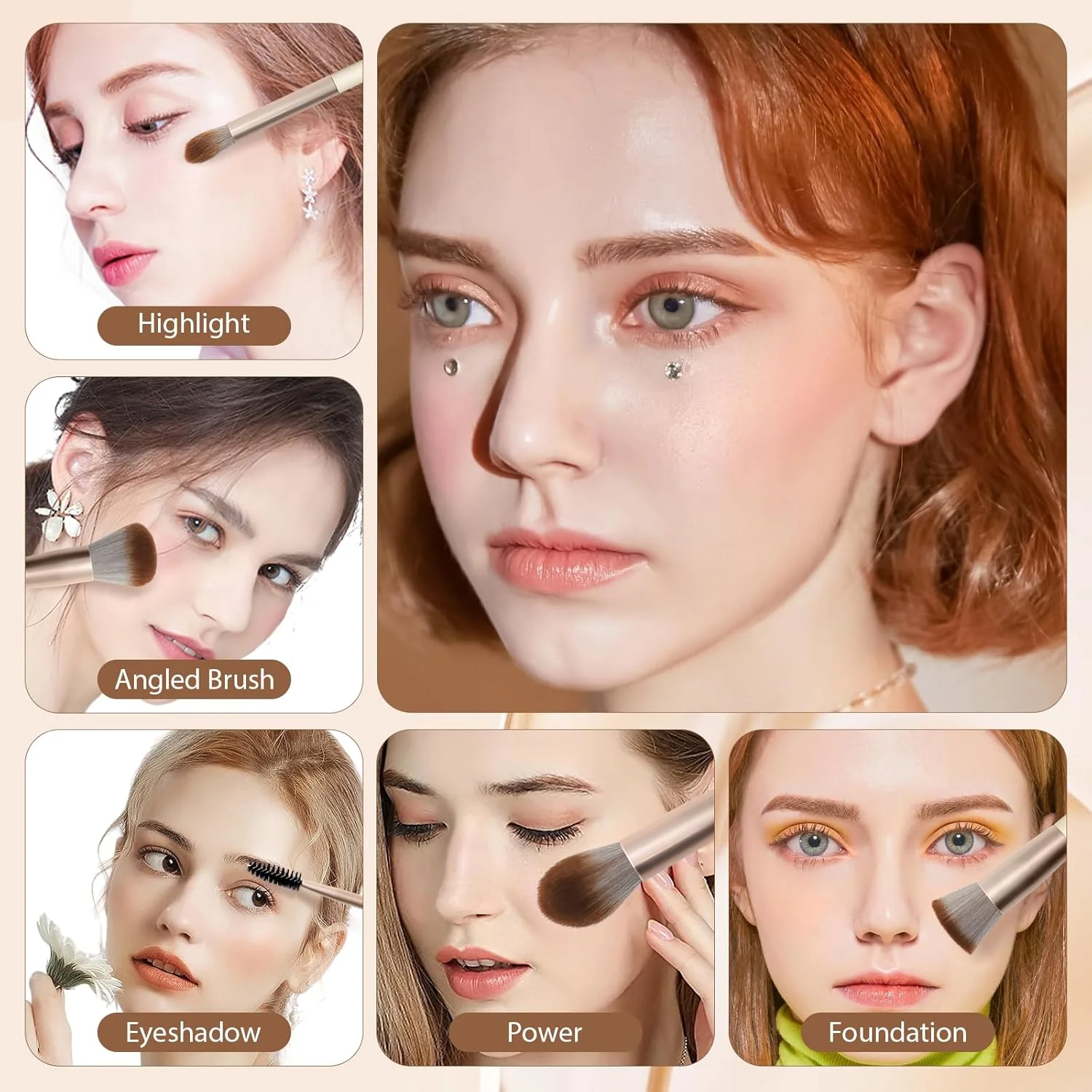 ست برس آرایشی HEYMKGO، 18 تکه، ست برس آرایش حرفه ای