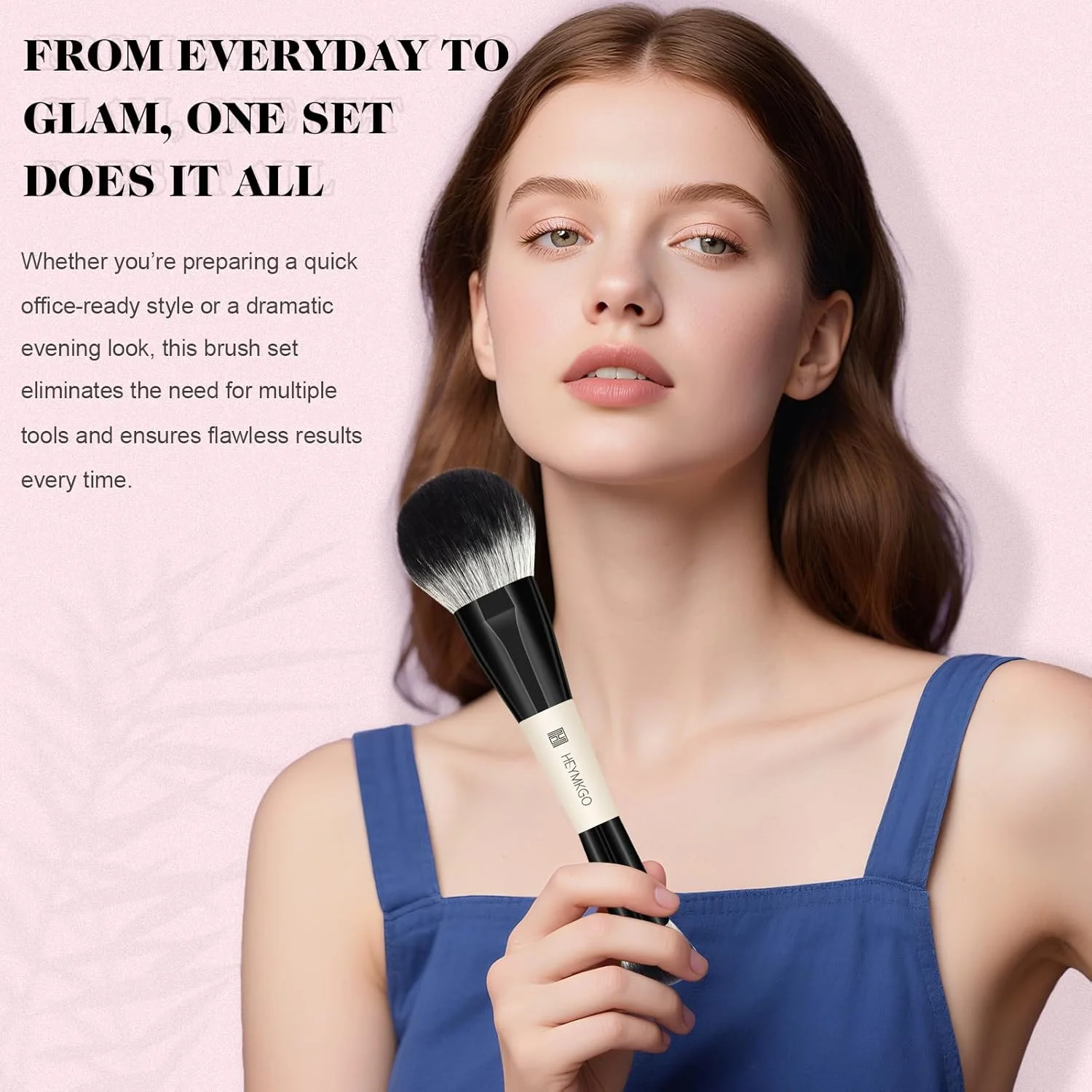 ست برس آرایشی 12 عددی HEYMKGO، برس های دو طرفه، حرفه ای، ممتاز، مصنوعی، شامل برس های کرم پودر، پودر، کانتور، رژگونه، ترکیب کننده، ابرو، سایه چشم، خط چشم، کانسیلر به همراه کیف نگهداری