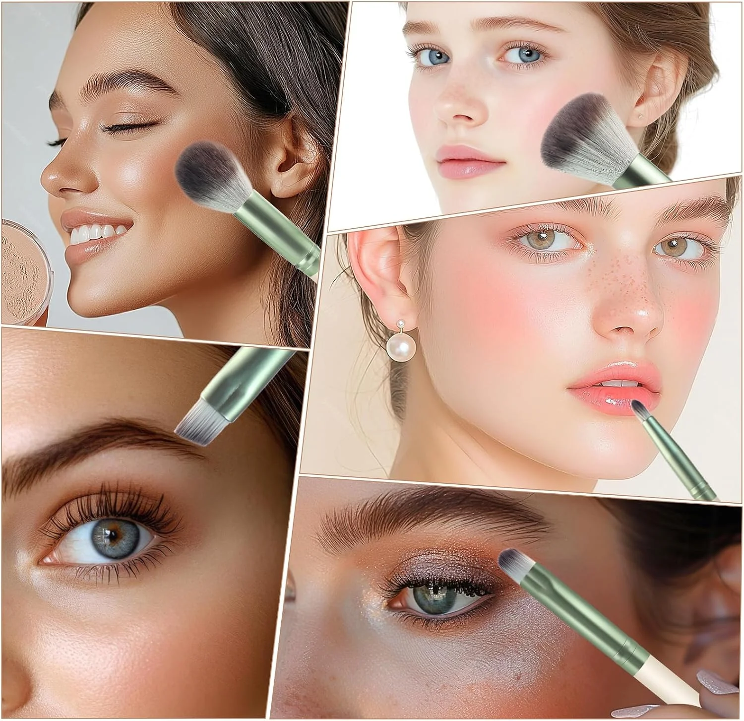 ست براش آرایشی HEYMKGO، 12 تکه، ست براش متنوع آرایشی، ست براش آرایشی ممتاز با موهای مصنوعی برای کرم پودر، پودر، کانسیلر، رژگونه، سایه چشم، ابرو، هایلایتر