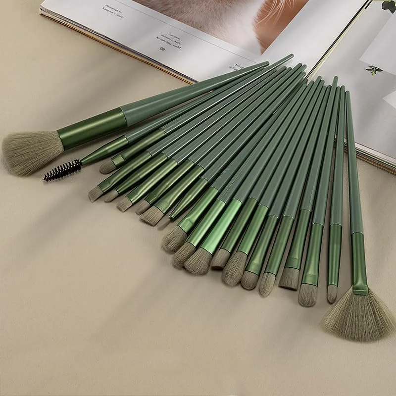 ست برس آرایشی هاویلاه® 20 تکه، شامل برس کرم پودر و برس سایه چشم، سبز